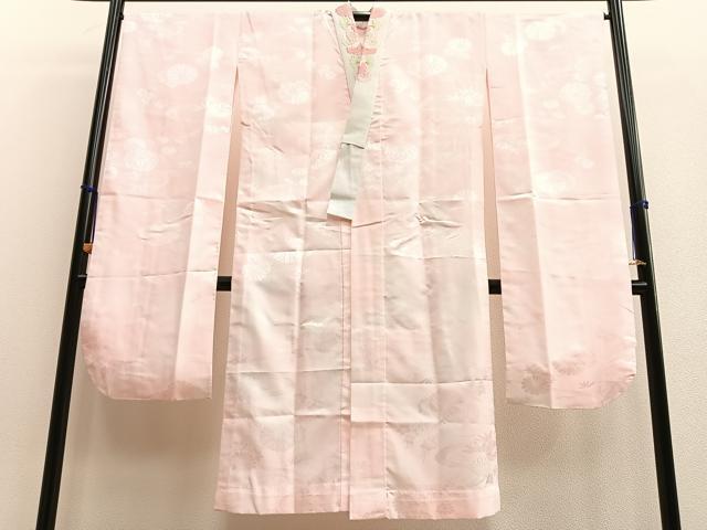 平和屋着物■振袖用長襦袢　無双仕立て　吉祥花地紋　半衿刺繍　洗える着物　未使用　BAAK7670gt