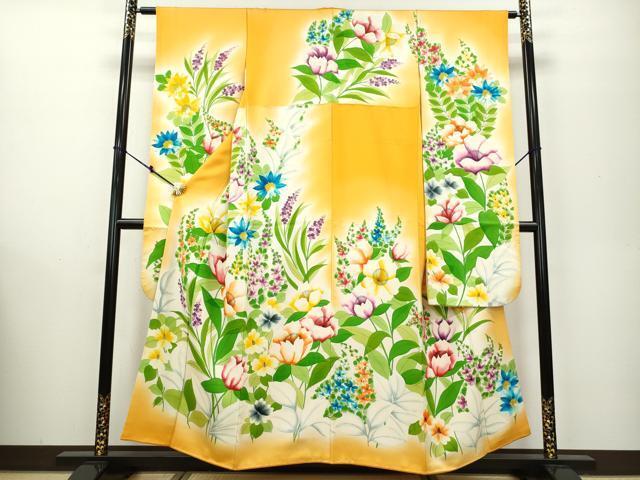 平和屋着物■豪華振袖　草花文　暈し染め　正絹　逸品　DAAJ2373ud