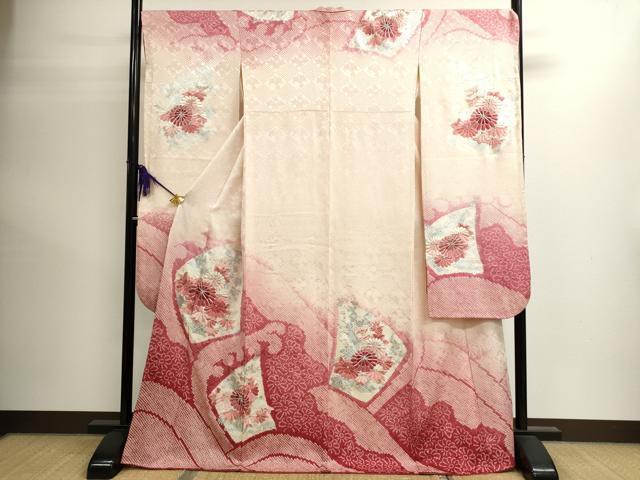 平和屋着物■豪華振袖　銀駒刺繍　絞り　草花文　暈し染め　銀彩　正絹　逸品　CAAI4356ze