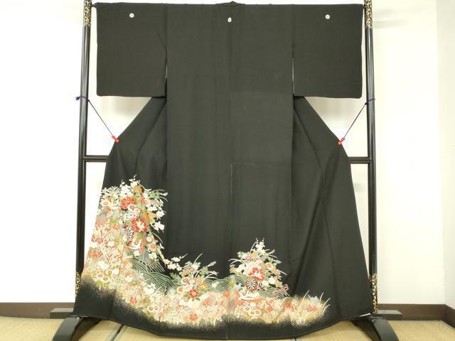 平和屋着物■豪華黒留袖　鳳凰花車文　金彩　正絹　逸品　DAAJ4837tw