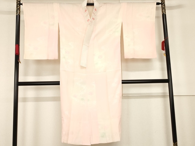 平和屋着物■長襦袢　袷　流水地紋　暈し染め　半衿刺繡　正絹　逸品　AAAL7564gk