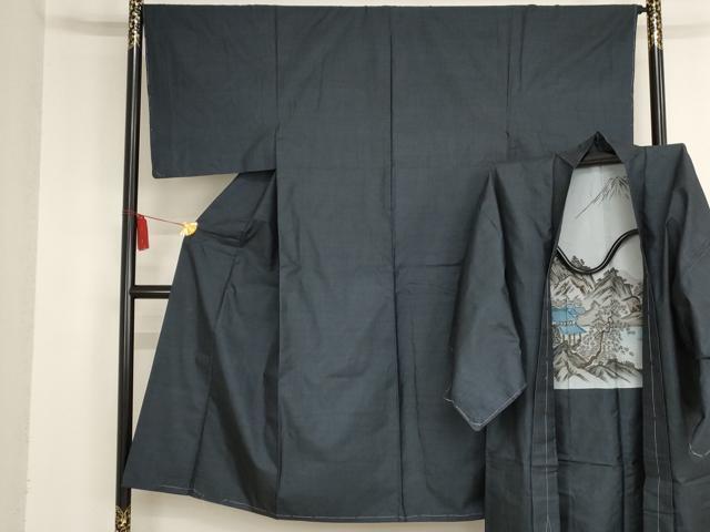 平和屋着物■男性　紬　アンサンブル　80亀甲　総詰め　正絹　逸品　AAAL5096bw