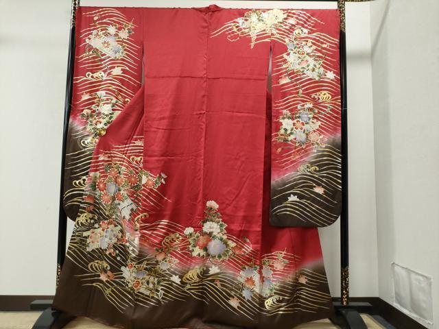 平和屋着物■豪華振袖　立波花筏文　暈し染め　金彩　鈴乃屋扱い　正絹　逸品　CAAJ2585yc