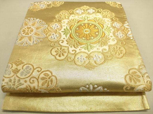 平和屋着物◎六通柄袋帯　正倉院花文　金銀糸　引箔　正絹　逸品　DAAJ4233re
