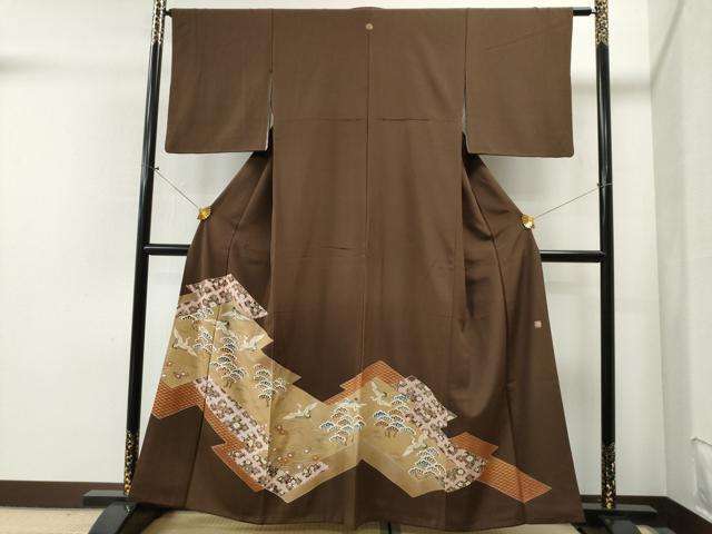 平和屋着物■豪華色留袖　作家物　飛鶴吉祥花松文　金彩　ますいわ屋扱い　正絹　逸品　CAAJ2409yc