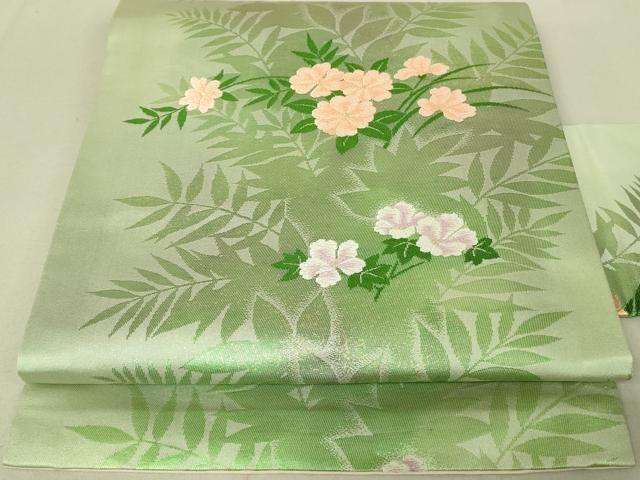 平和屋着物◎九寸名古屋帯　唐織　草花文　金糸　引箔　正絹　逸品　DAAJ4192re