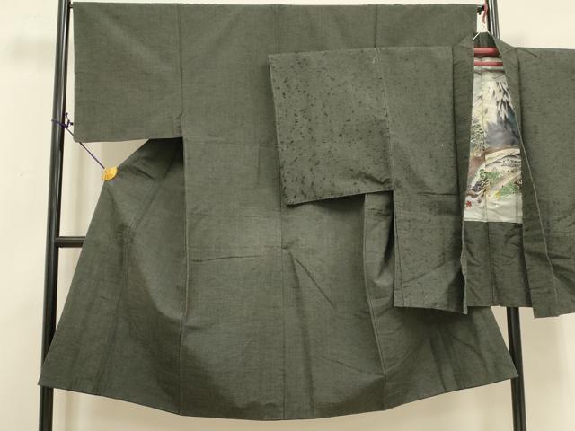 平和屋着物■男性　紬　アンサンブル　黒色　正絹　逸品　DAAI2795ox