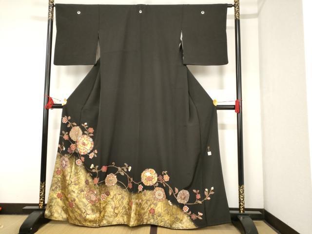 平和屋着物■豪華黒留袖　作家物　草花鳥文　金彩　正絹　逸品　AAAL5064bw