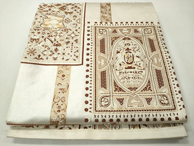 平和屋着物◎六通柄袋帯　吉祥文　金糸　正絹　逸品　CAAI3921ku