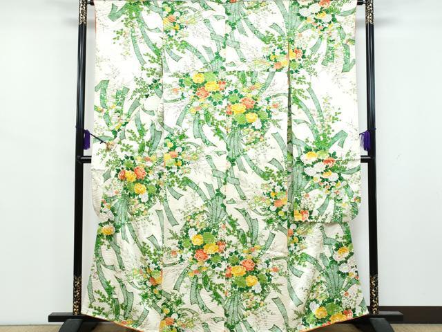 平和屋着物■豪華振袖　束ね熨斗草花文　金彩　正絹　逸品　CAAJ6515fb