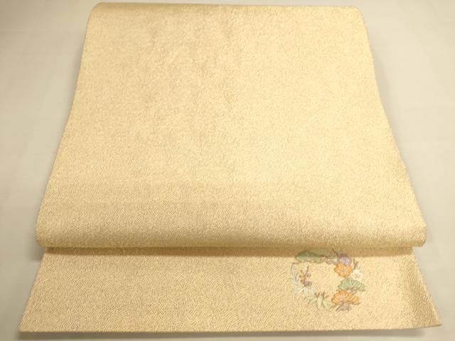 平和屋着物◎両面　全通柄袋帯　ワンポイント　鮫小紋柄　金糸　正絹　逸品　DAAI5774op