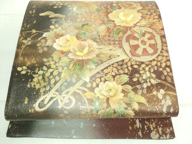 平和屋着物●太鼓柄袋帯　旭峯　螺鈿　花車文　金銀彩　正絹　逸品　DAAJ1602ic