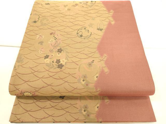 平和屋着物◎京の名門・菱屋六右ェ門　両面　全通柄袋帯　花丸文　逸品　未使用　DAAJ4724tw