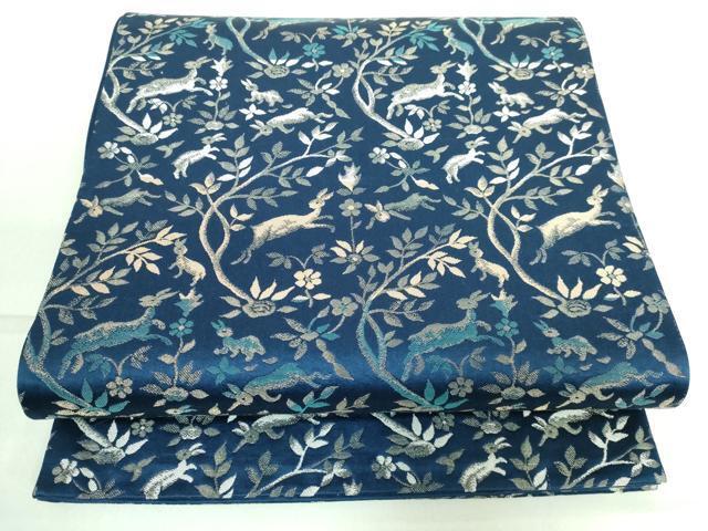 平和屋着物●六通柄袋帯　動物花文　金糸　正絹　逸品　DAAJ1607ic