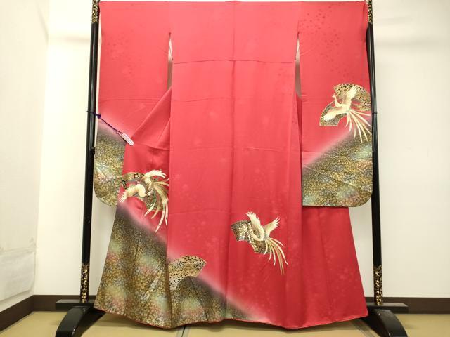 平和屋着物●豪華振袖　地紙鳳凰花文　金彩　正絹　逸品　DAAJ5732du
