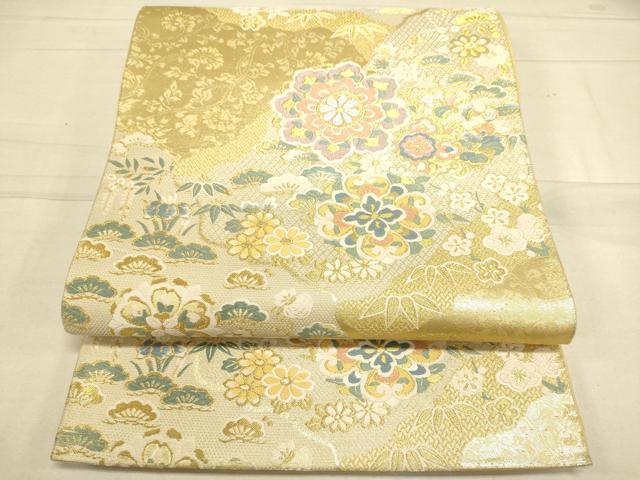 平和屋着物●六通柄袋帯　唐織　正倉院花文　金銀糸　正絹　逸品　DAAJ5685du