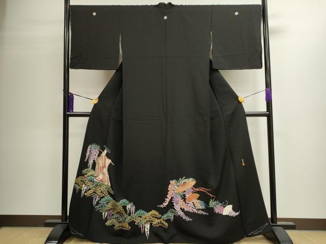 平和屋着物■豪華黒留袖　作家物　藤娘　正絹　逸品　未使用　CAAI4296ze