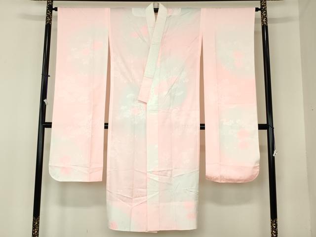 平和屋着物■振袖用長襦袢　無双仕立て　草花地紋　暈し染め　正絹　逸品　未使用　DAAI2762ox