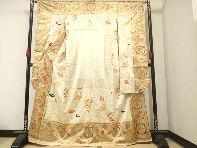 平和屋着物■豪華振袖　駒刺繍　花鳥唐草　金彩　正絹　逸品　AAAL3844ck
