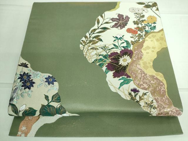 平和屋着物●六通柄袋帯　唐織　花だより　研ぎ出し箔　正絹　逸品　DAAJ1461ic