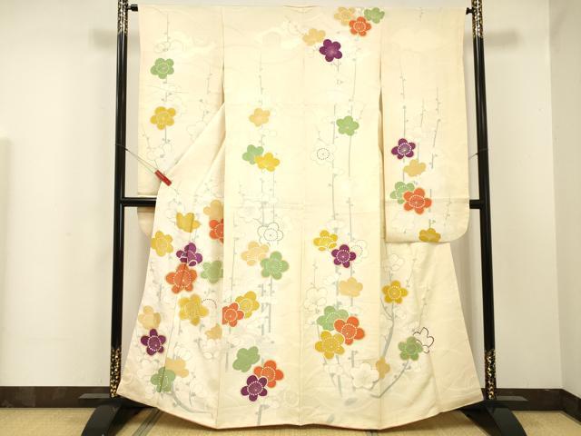 平和屋着物■豪華振袖　駒刺繍　枝梅　金彩　正絹　逸品　DAAJ0787cm