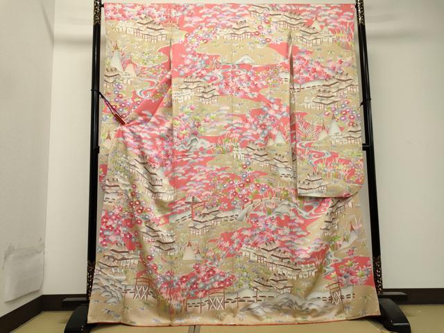 平和屋着物■豪華振袖　駒刺繍　風景花文　正絹　逸品　DAAJ0054ma