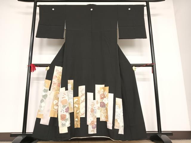 平和屋着物■豪華黒留袖　枝花文　金彩　正絹　逸品　AAAM4844ph