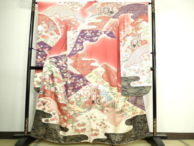平和屋着物■豪華振袖　御所車花文　金彩　正絹　逸品　DAAJ5048rt