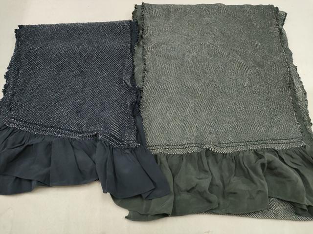 平和屋着物●男性　和装小物　兵児帯2点　総絞り　紺・錆鉄御納戸色　逸品　DAAI9348zzz