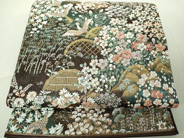 平和屋着物◎六通柄袋帯　唐織　芭蕉来夢遊文　本金箔二重　正絹　逸品　DAAJ2685mz