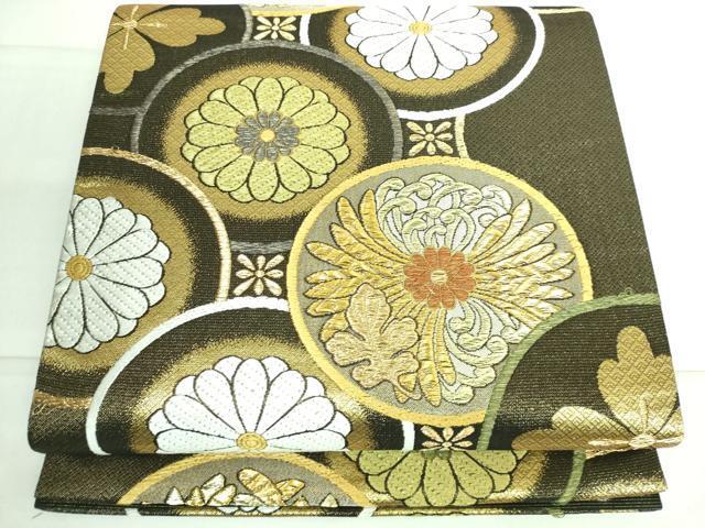 平和屋着物●六通柄袋帯　唐織　草花文　金銀糸　正絹　逸品　DAAJ1451ic