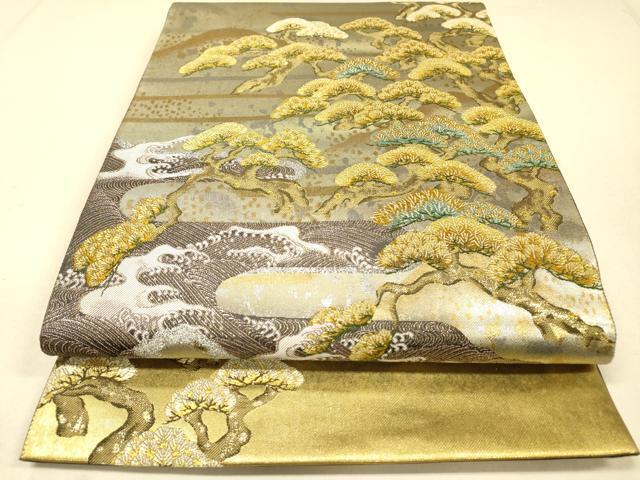 平和屋着物●六通太鼓柄袋帯　松島　金銀糸　引箔　正絹　逸品　DAAJ6118fe