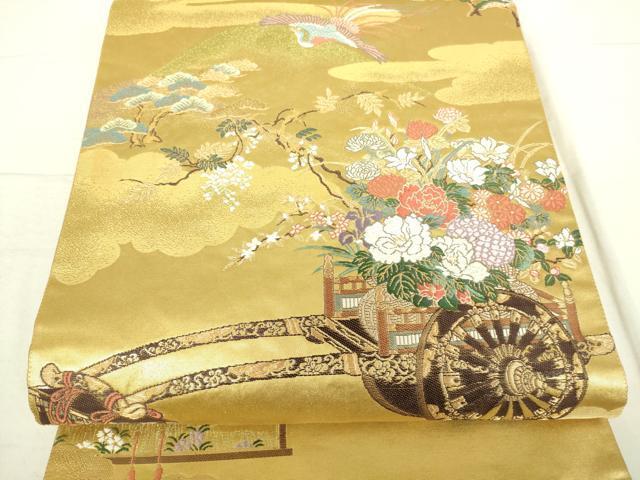 平和屋着物●全通全景柄袋帯　唐織　鳳凰花車文　本金箔　正絹　逸品　DAAH7502sf