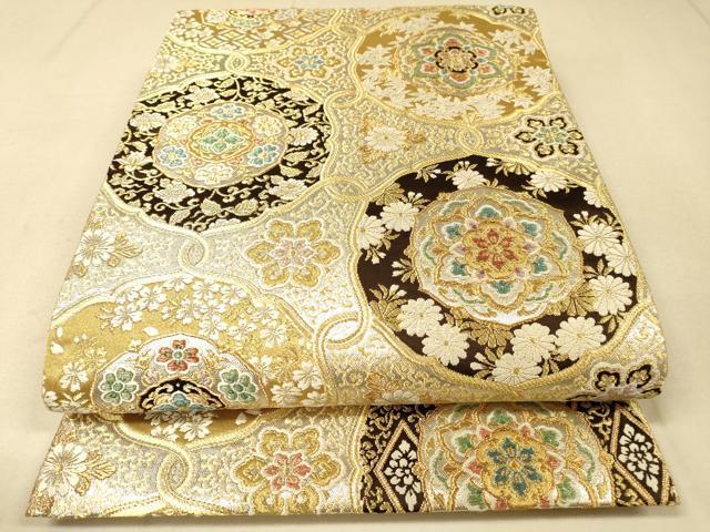 平和屋着物●六通柄袋帯　浪漫錦　正倉院花文　金銀糸　正絹　逸品　DAAJ6060fe