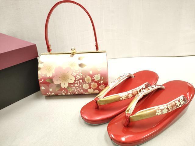 平和屋着物●和装小物　和装バッグ・草履セット　舞桜　逸品　DAAI9368zzz