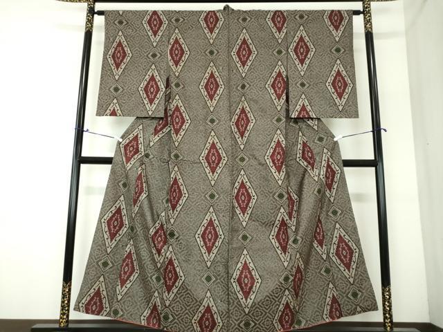 平和屋着物●希少　本場大島紬　龍郷絣　菱文　正絹　逸品　DAAI6959ps