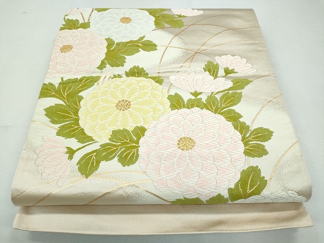 平和屋着物◎西陣　六通柄袋帯　菊　金糸　逸品　未使用　CAAI3777ku