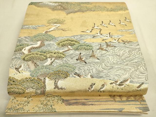 平和屋着物●六通柄袋帯　唐織　風景文　金糸　逸品　DAAJ3801jm