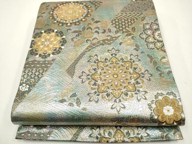 平和屋着物●六通柄袋帯　正倉院花文　本金箔　正絹　逸品　CAAJ2204hy