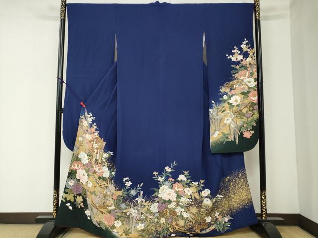 平和屋着物■豪華振袖　駒刺繍　御所車花文　金彩　正絹　逸品　DAAJ7014ya