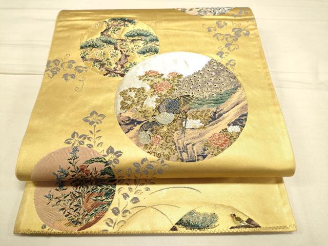 平和屋着物●六通柄袋帯　京派の花鳥図　本金箔　正絹　逸品　DAAJ57101du