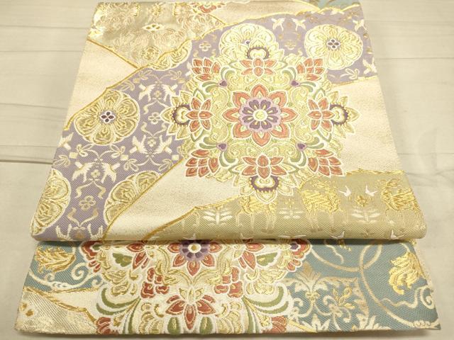平和屋着物●六通柄袋帯　唐織　正倉院花文　金糸　正絹　逸品　DAAJ5719du