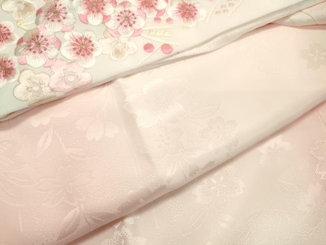 平和屋着物■振袖用長襦袢　無双仕立て　半衿刺繍　草花地紋　暈し染め　正絹　逸品　DAAJ0066ma