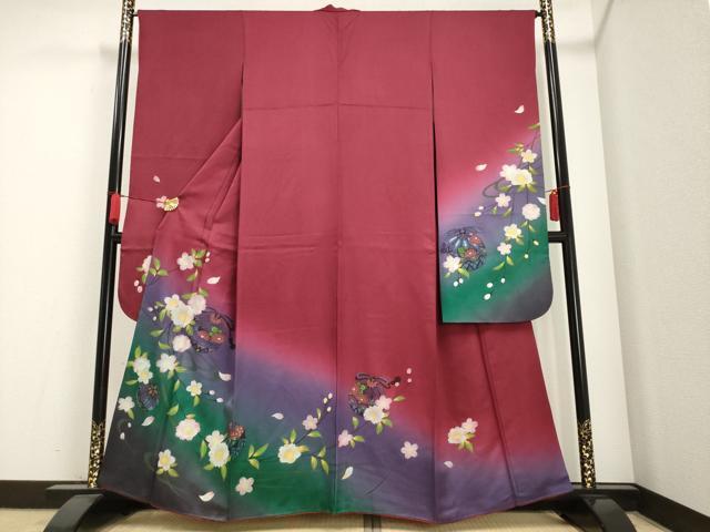 平和屋着物■豪華振袖　花毬文　暈し染め　正絹　逸品　AAAL6702ck