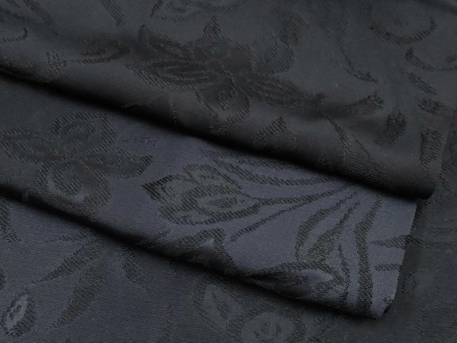 平和屋本店■極上　道中着　ロング丈　単衣　草花文　暈し染め　黒×藍鉄色　逸品　CYAA1338s5