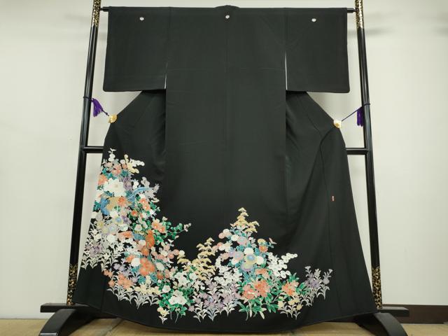 平和屋着物■豪華黒留袖　作家物　刺繍　休み鳥　金彩　正絹　逸品　CAAI2275id