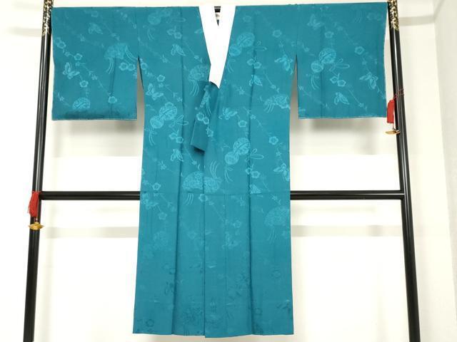 平和屋着物■長襦袢　無双仕立て　花蝶鈴地紋　正絹　逸品　未使用　AAAM2826cs