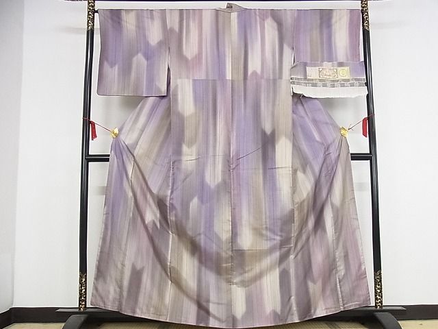 平和屋本店◆極上　本場縞大島紬　薩摩結城紬　矢羽根文様　証紙付き　正絹　逸品　KAAA1309kk4