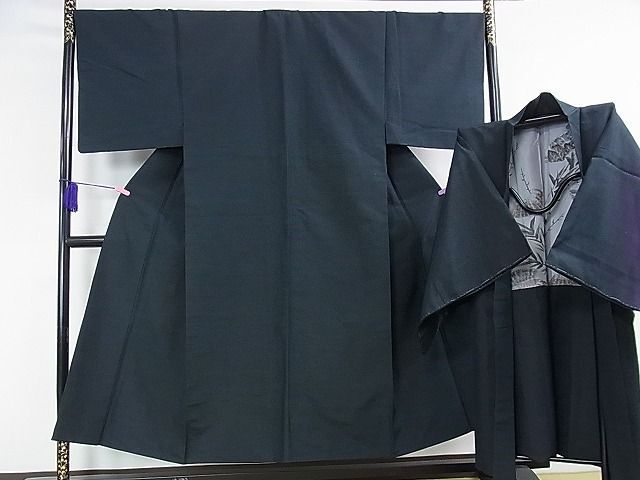 平和屋本店◆極上　男性　紬　色無地　アンサンブル　キングサイズ　褐返色　逸品　DZAA1736kh4
