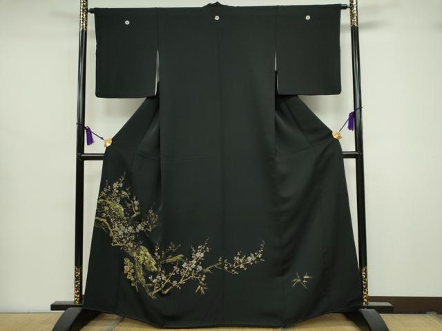 平和屋着物■豪華黒留袖　枝花文　金銀糸　正絹　逸品　CAAI6107ou
